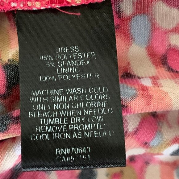 Jessica Howard Sz 6 Sleeveless Sheath Dress Drape Waist Pink Multicolor #230L - Picture 6 of 6